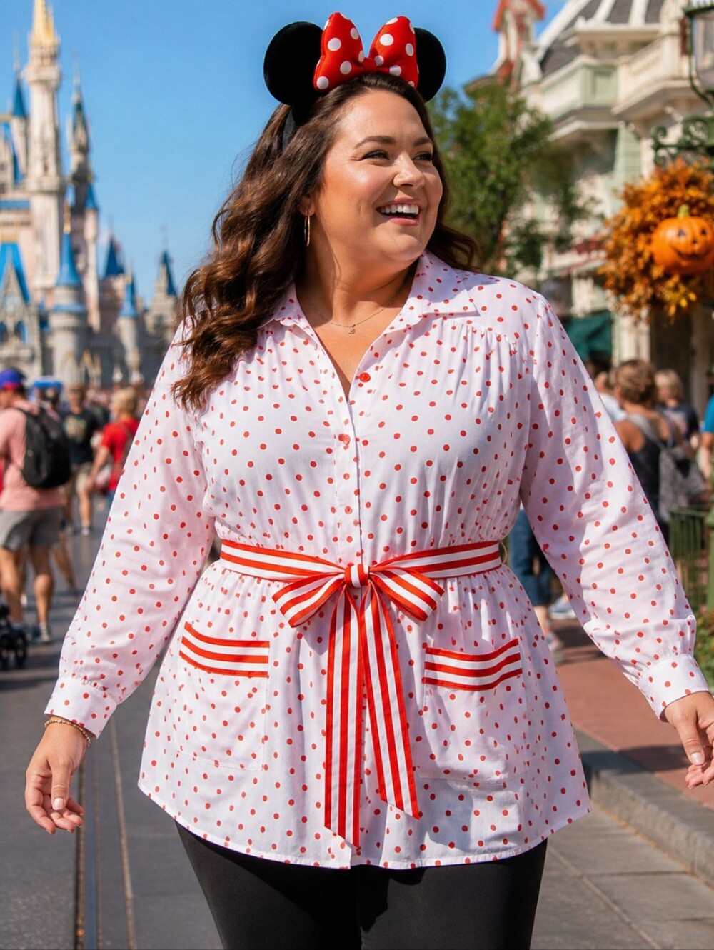 Vintage 80s 90s Disney Bound Cotton Polka Dot Top